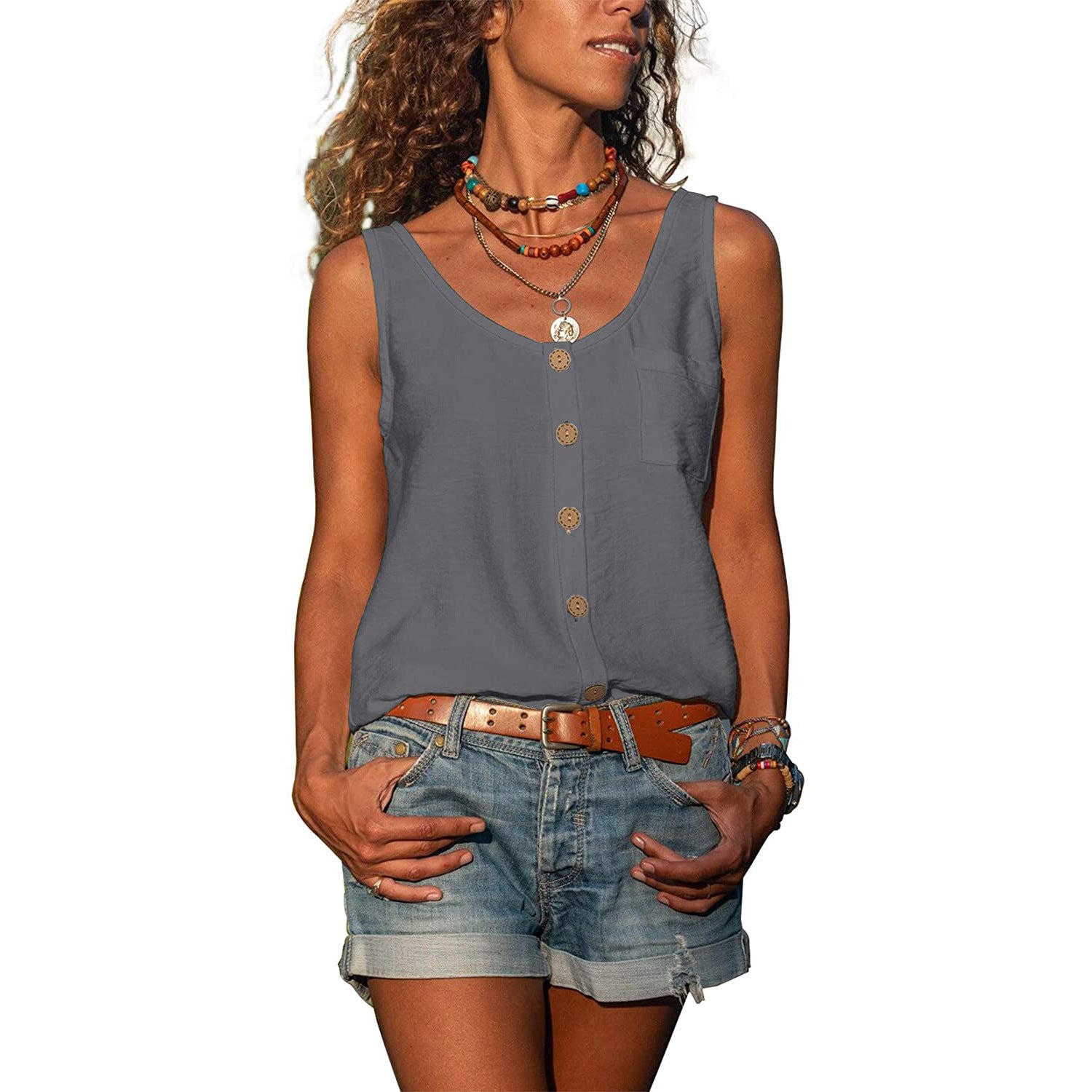 Dames Tanktop Mouwloos Elegante Pasvorm Ademend Materiaal-1