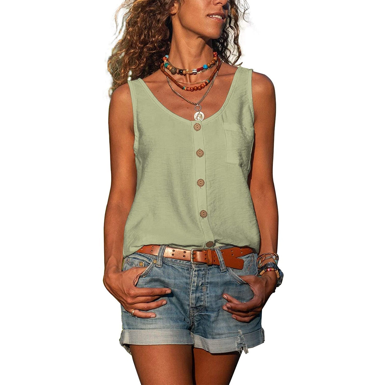 Variant image for Dames Tanktop Mouwloos Elegante Pasvorm Ademend Materiaal-31