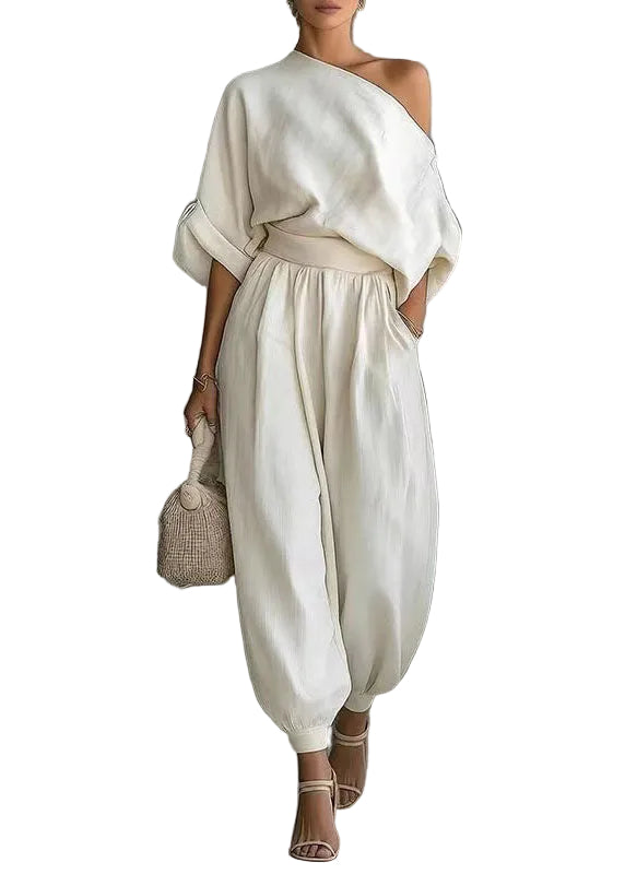 Tweedelige Set Dames Oversized Eén Schouder Zomerstijl 0