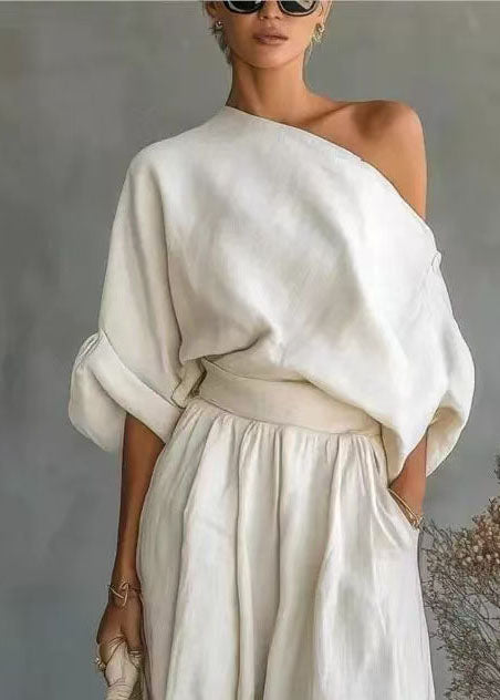 Tweedelige Set Dames Oversized Eén Schouder Zomerstijl 3
