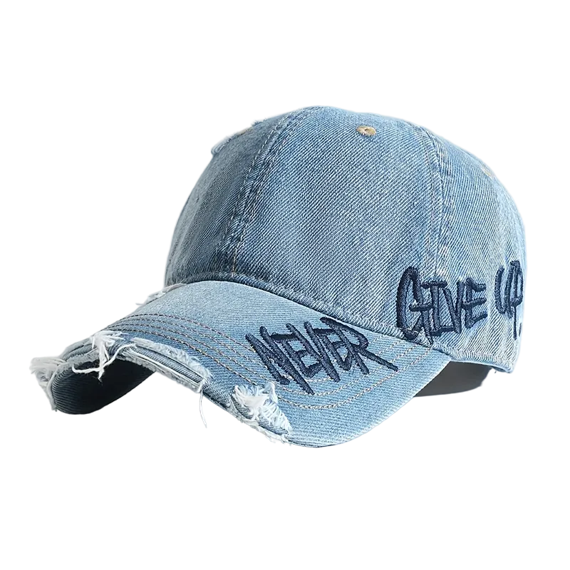 Unisex Baseballpet Distressed met Borduursel en Verstelbare Rugband 0