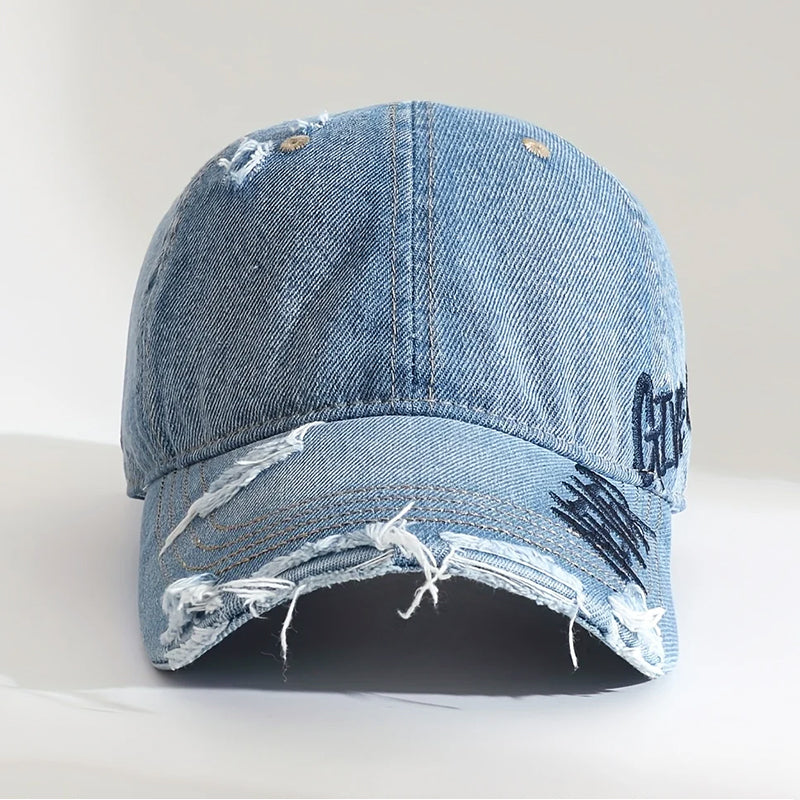 Unisex Baseballpet Distressed met Borduursel en Verstelbare Rugband 2