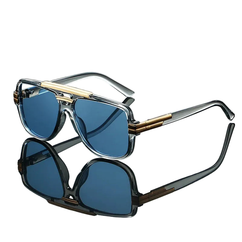 Unisex Geometrische Zonnebril met Gouden Accenten 0