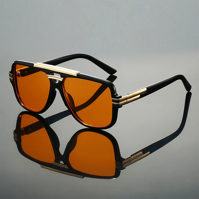 Unisex Geometrische Zonnebril met Gouden Accenten 1