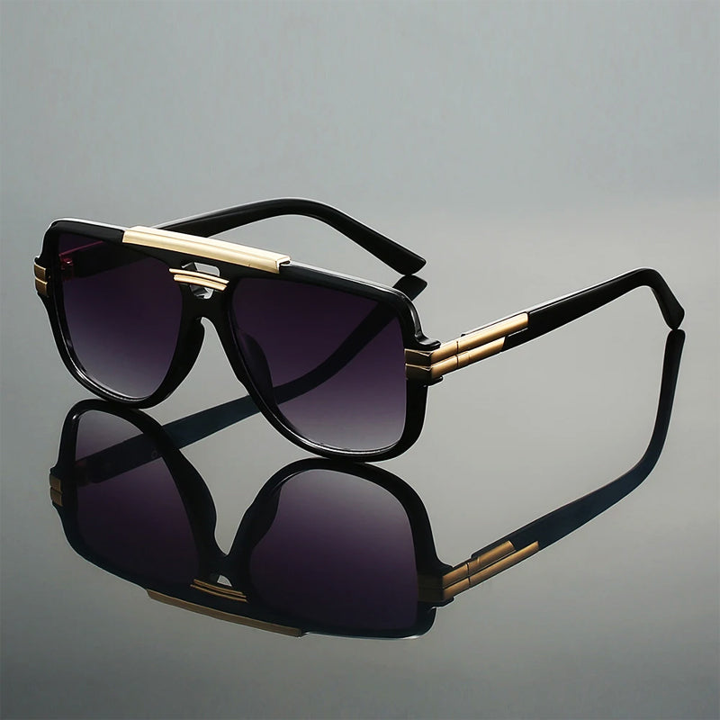 Unisex Geometrische Zonnebril met Gouden Accenten 2