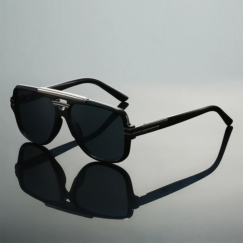 Unisex Geometrische Zonnebril met Gouden Accenten 3