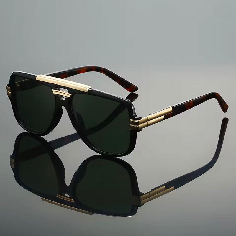Unisex Geometrische Zonnebril met Gouden Accenten 4