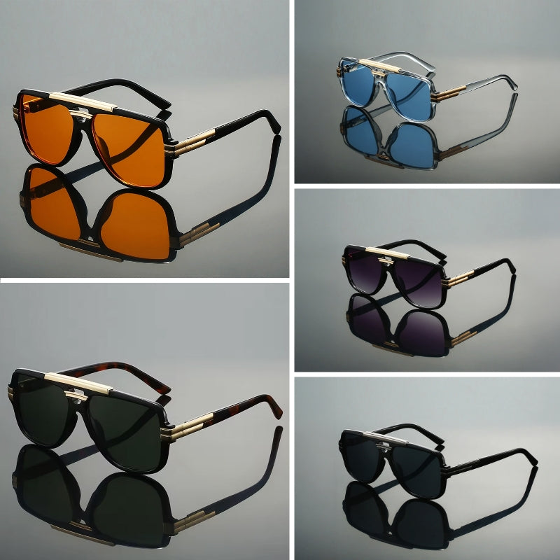 Unisex Geometrische Zonnebril met Gouden Accenten 5