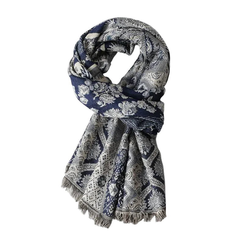 Unisex Geweven Jacquard Sjaal met Franjes 0