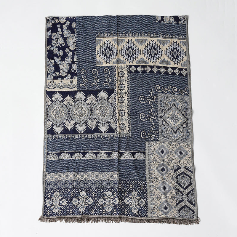 Unisex Geweven Jacquard Sjaal met Franjes 3