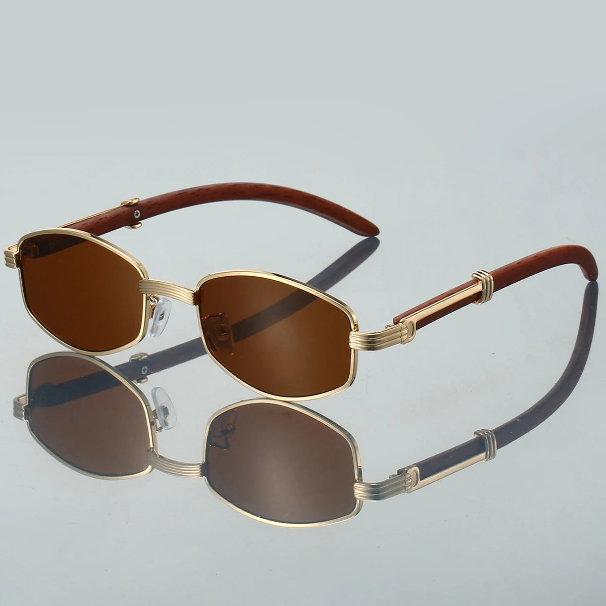 Unisex Hexagon Zonnebril Retro Stijl Met Blauwe Luchtlenzen 3