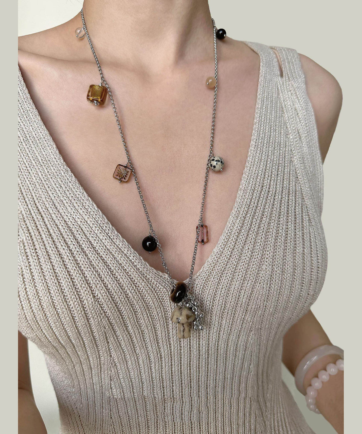 Unisex Ketting met Natuursteen Kristallen Hanger 0