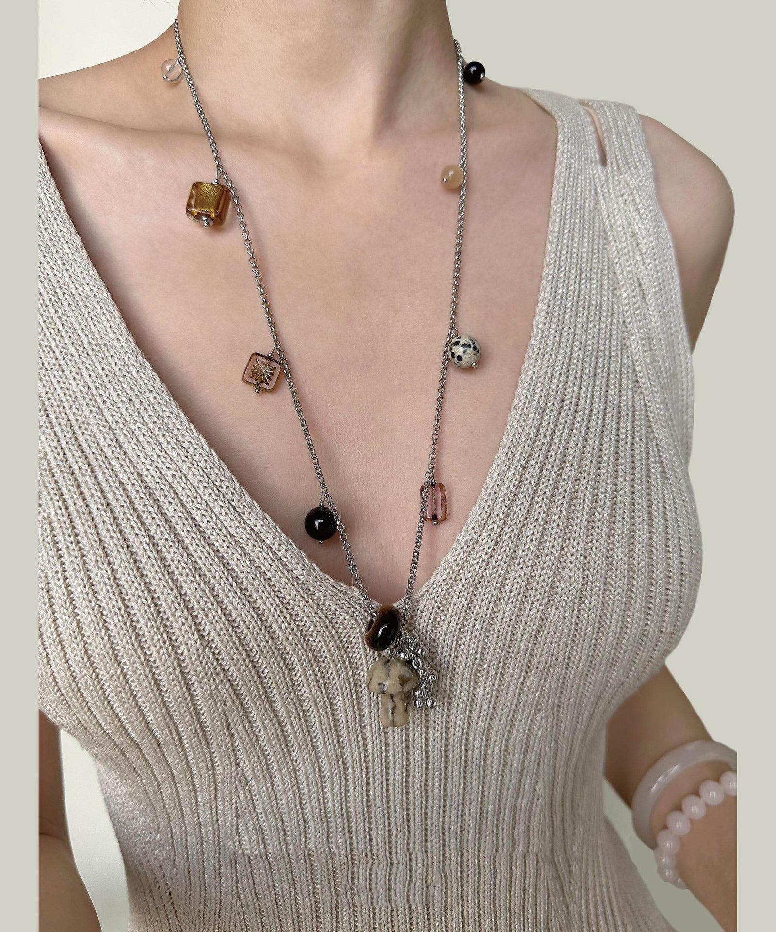 Unisex Ketting met Natuursteen Kristallen Hanger 0