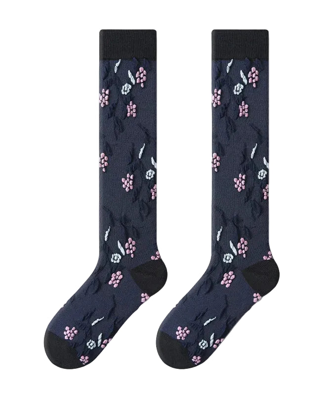 Unisex Kuitlange Sokken Jacquard Patchwork 4