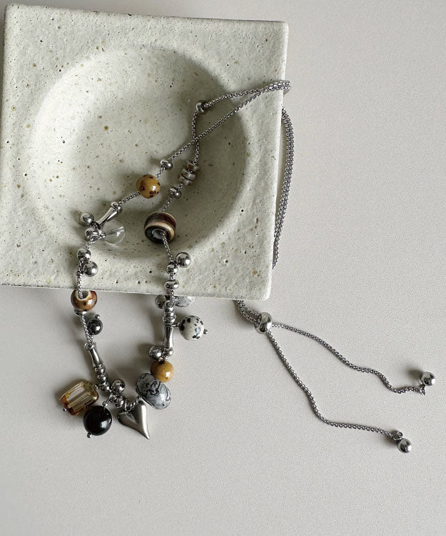 Unisex Lange Ketting Met Hanger Natuursteen Titanium Stijlvol 0