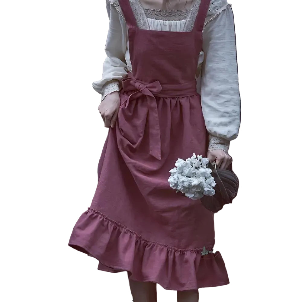 Unisex Schort met Rustieke Ruches en Verstelbare Tailleband 0