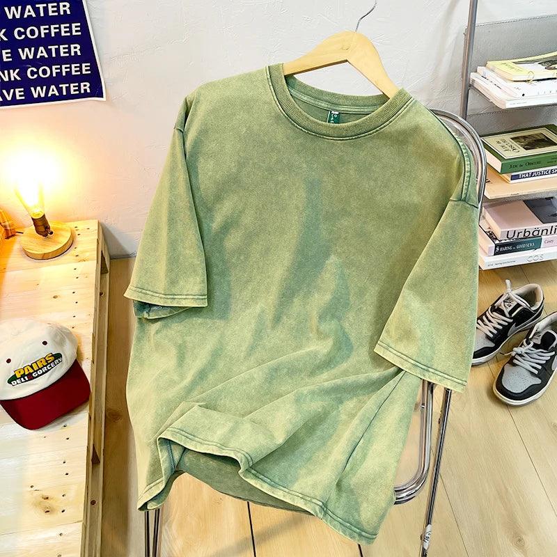 Unisex T-shirt Vintage Gewassen Stijl 4