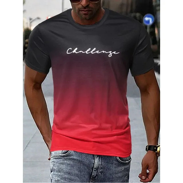 Heren T-shirt Vintage Stijl Kleurengradiënt 100% Katoen-1