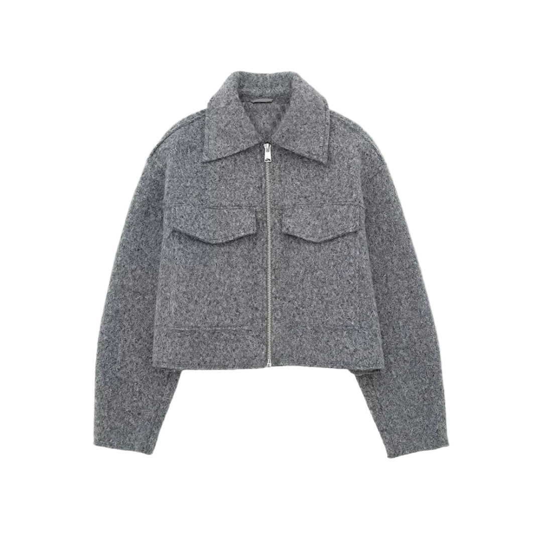 Vrouwen Bijgesneden Jasje Met Gestructureerd Ontwerp 0