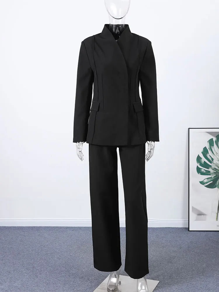 Vrouwen Blazer Broek Set V-hals Lange Mouwen 5