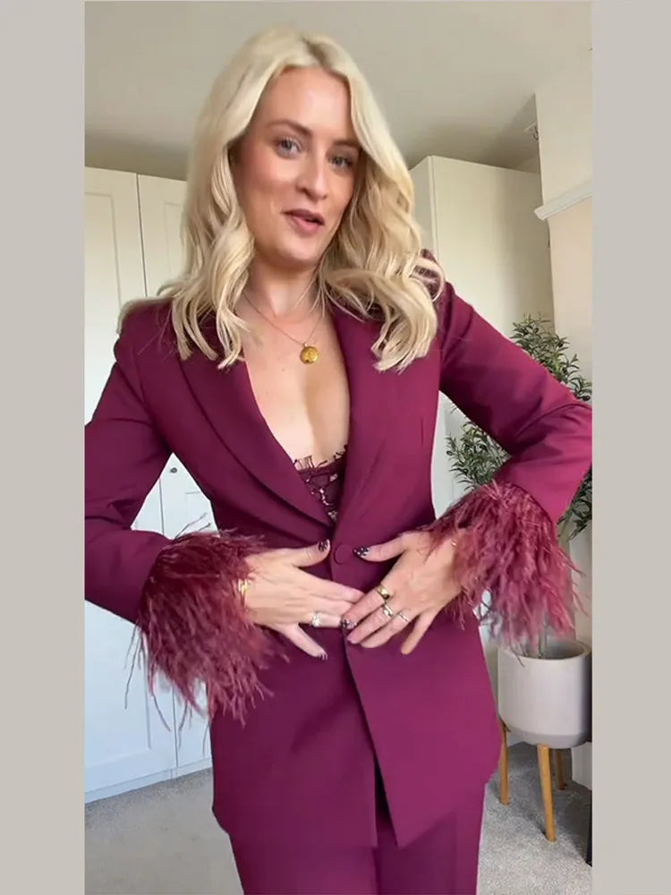 Vrouwen Blazer en Broek Set met Revers 4