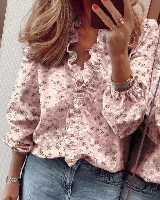 Vrouwen Blouse Met Ruches En Ballonmouwen Chic 4