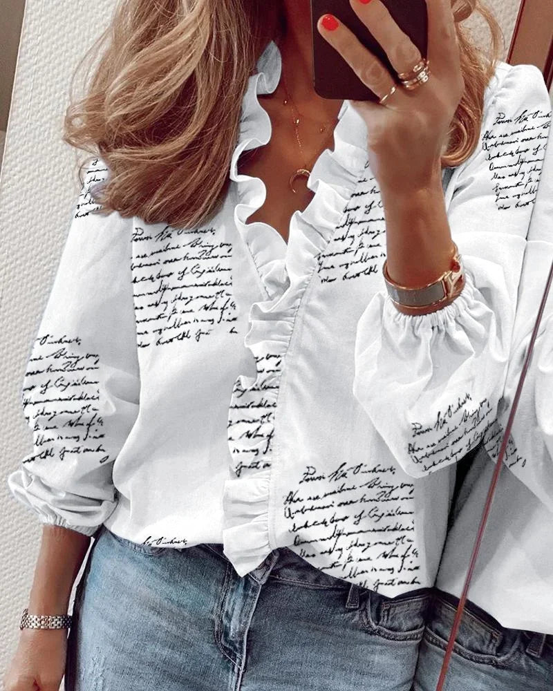 Vrouwen Blouse Met Ruches En Ballonmouwen Chic 5