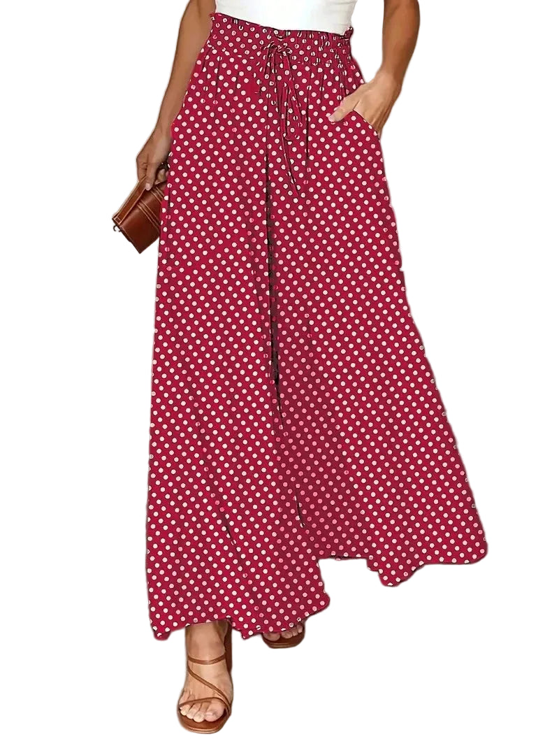 Vrouwen Boheemse Wijde Broek met Elastische Taille 1