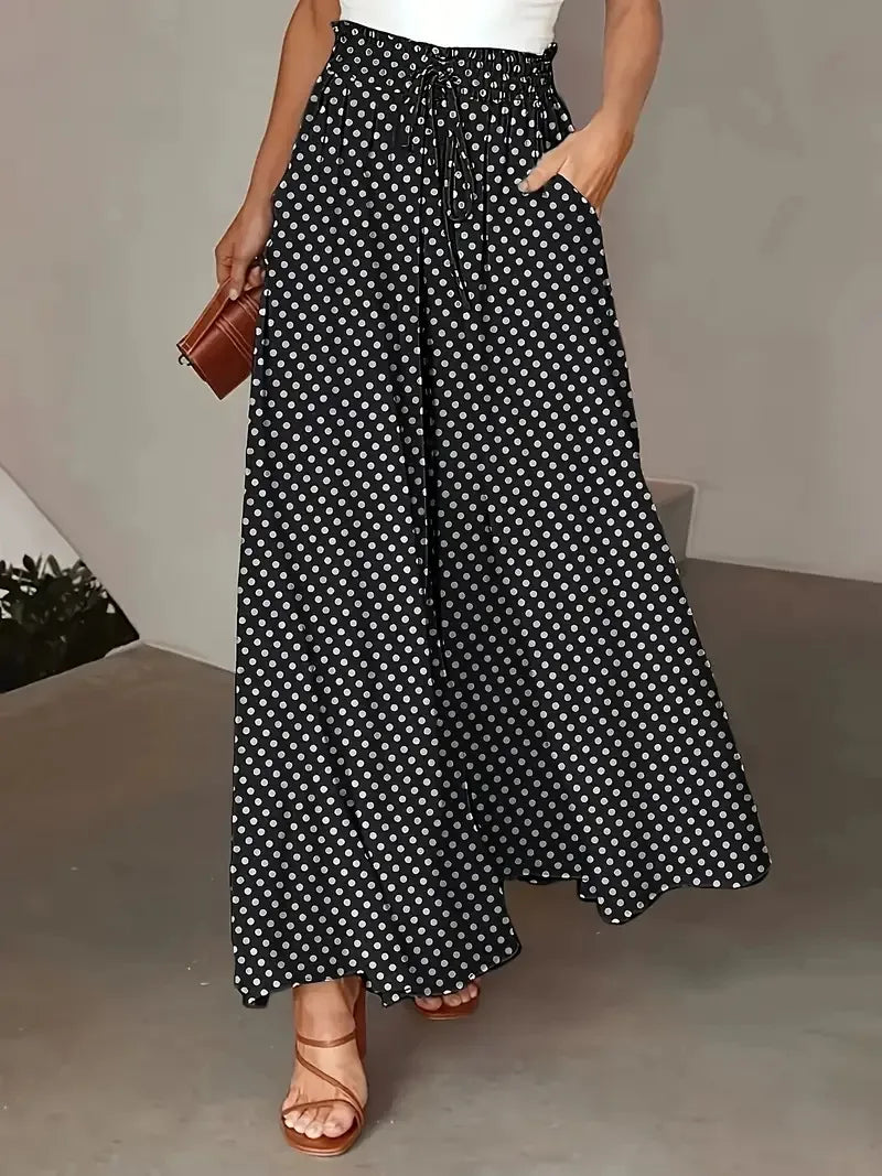 Vrouwen Boheemse Wijde Broek met Elastische Taille 7
