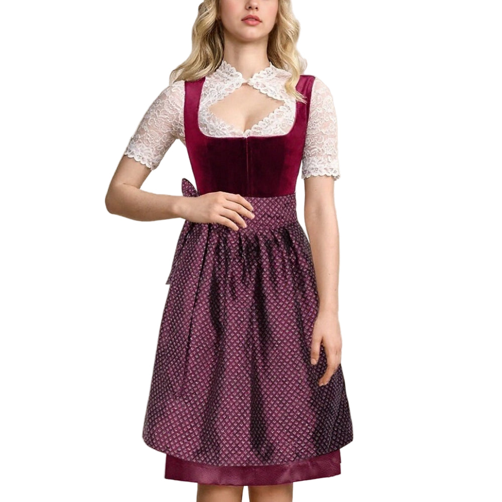 Vrouwen Dirndl Jurk Met Bloemige Borduursels En Schürze Voor Oktoberfest 0