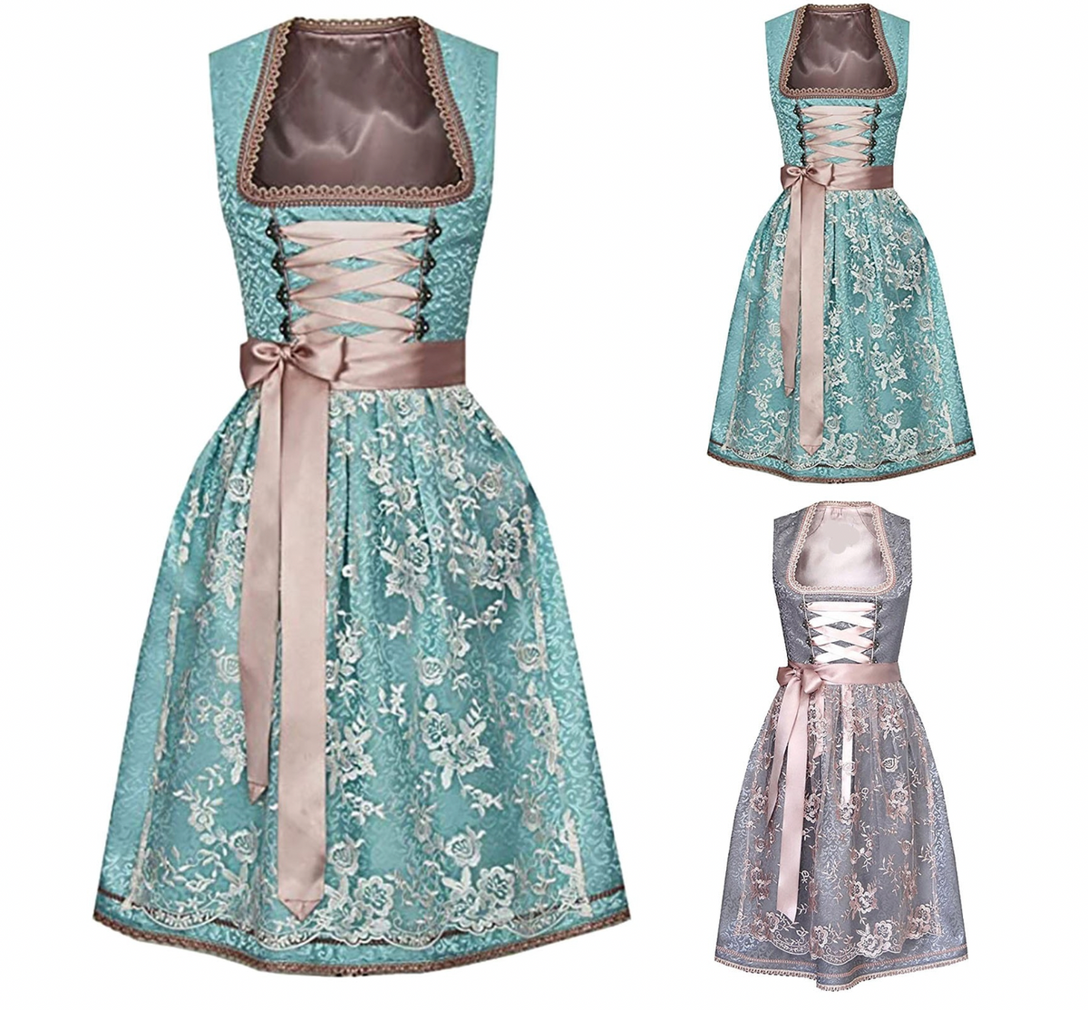 Vrouwen Dirndl Traditioneel Kostuum met Schürze en Blouse 2