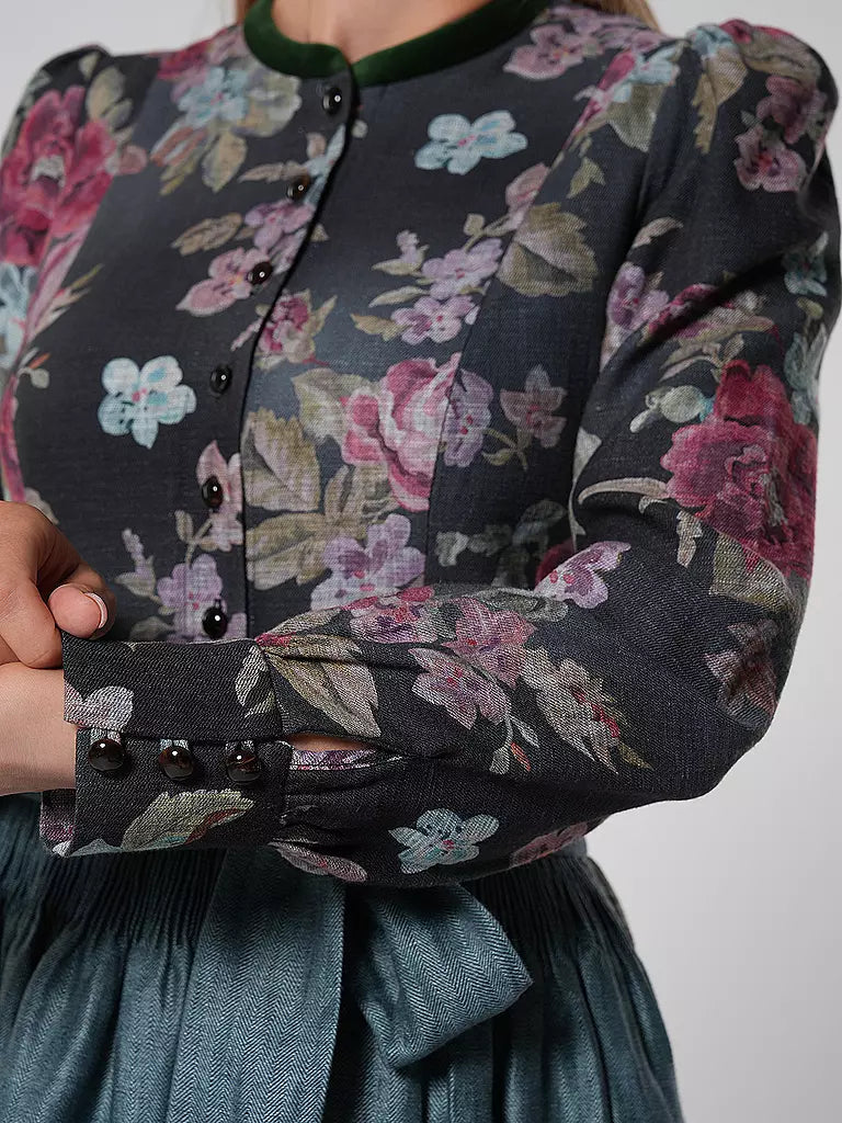 Vrouwen Dirndlkleid Vintage Stijl met Bloemenpatroon en Schürze 3