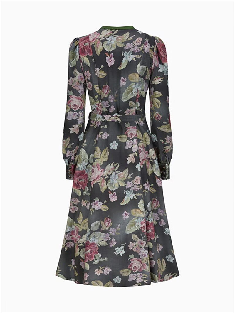 Vrouwen Dirndlkleid Vintage Stijl met Bloemenpatroon en Schürze 6