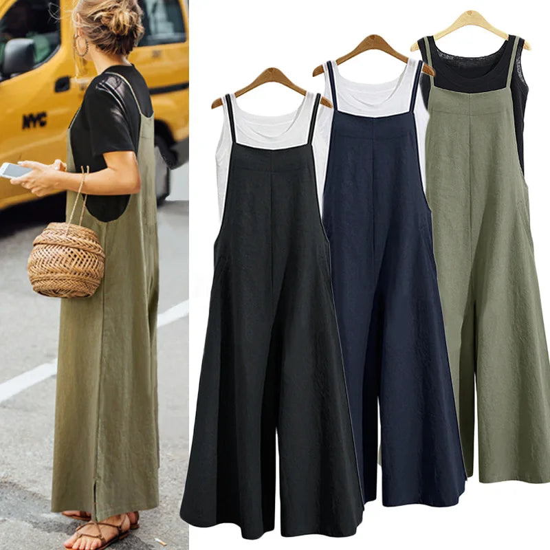 Vrouwen Jumpsuit Zomer Effen Kleur Wijde Pijpen 0
