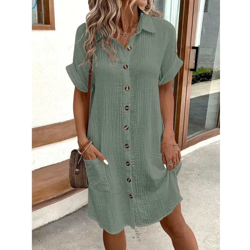 Vrouwen Korte Mouw Jurk Casual 1