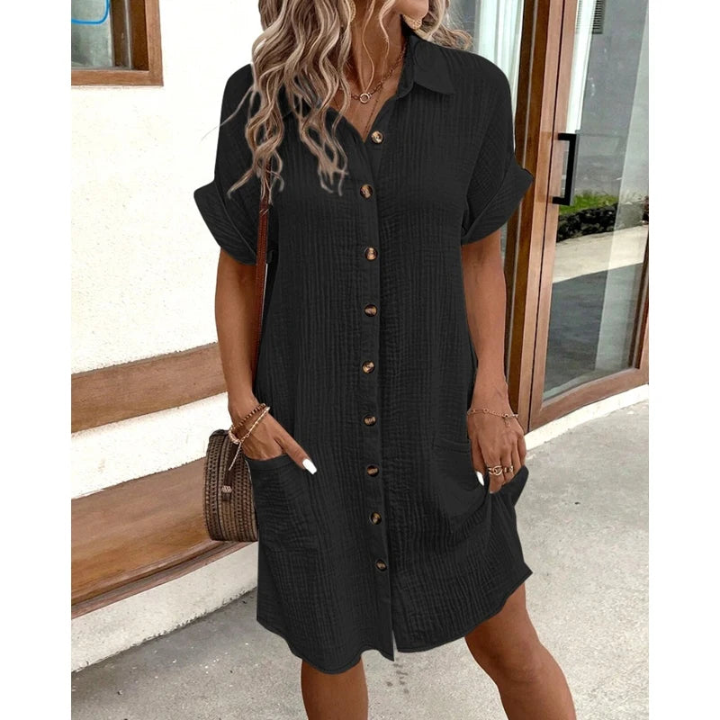Vrouwen Korte Mouw Jurk Casual 3