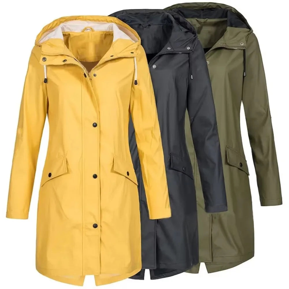Vrouwen Lange Regenjas Waterdicht Outdoor Fietsjas 0