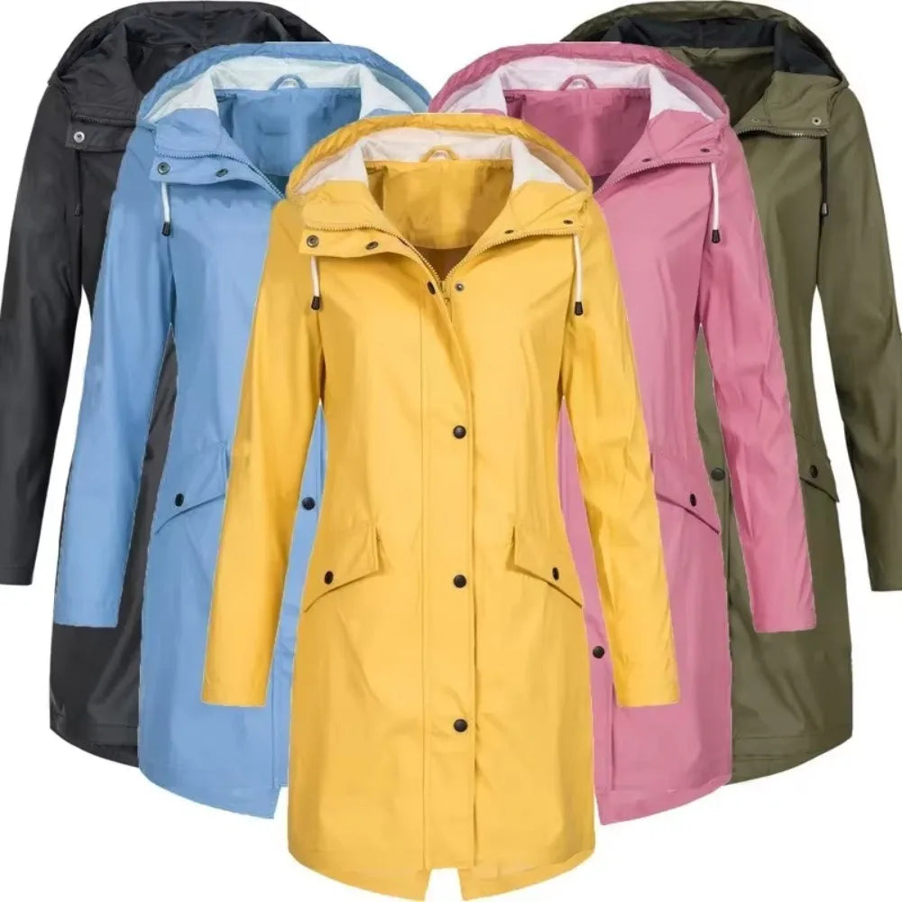 Vrouwen Lange Regenjas Waterdicht Outdoor Fietsjas 1