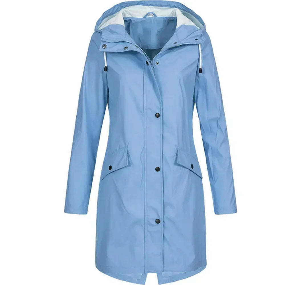 Vrouwen Lange Regenjas Waterdicht Outdoor Fietsjas 9