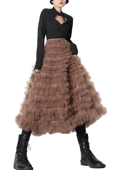 Vrouwen Lange Rok in Khaki Stijl 0