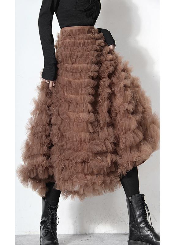 Vrouwen Lange Rok in Khaki Stijl 3