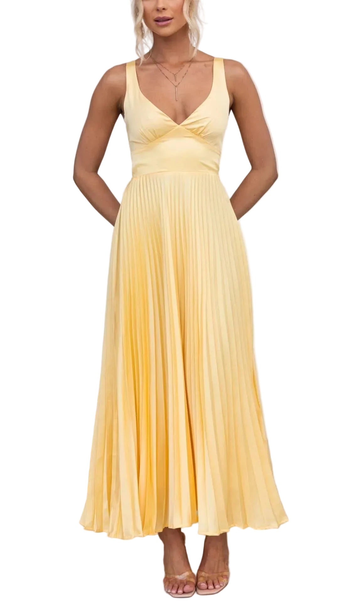 Vrouwen Maxi-jurk Geplooid met V-hals 1