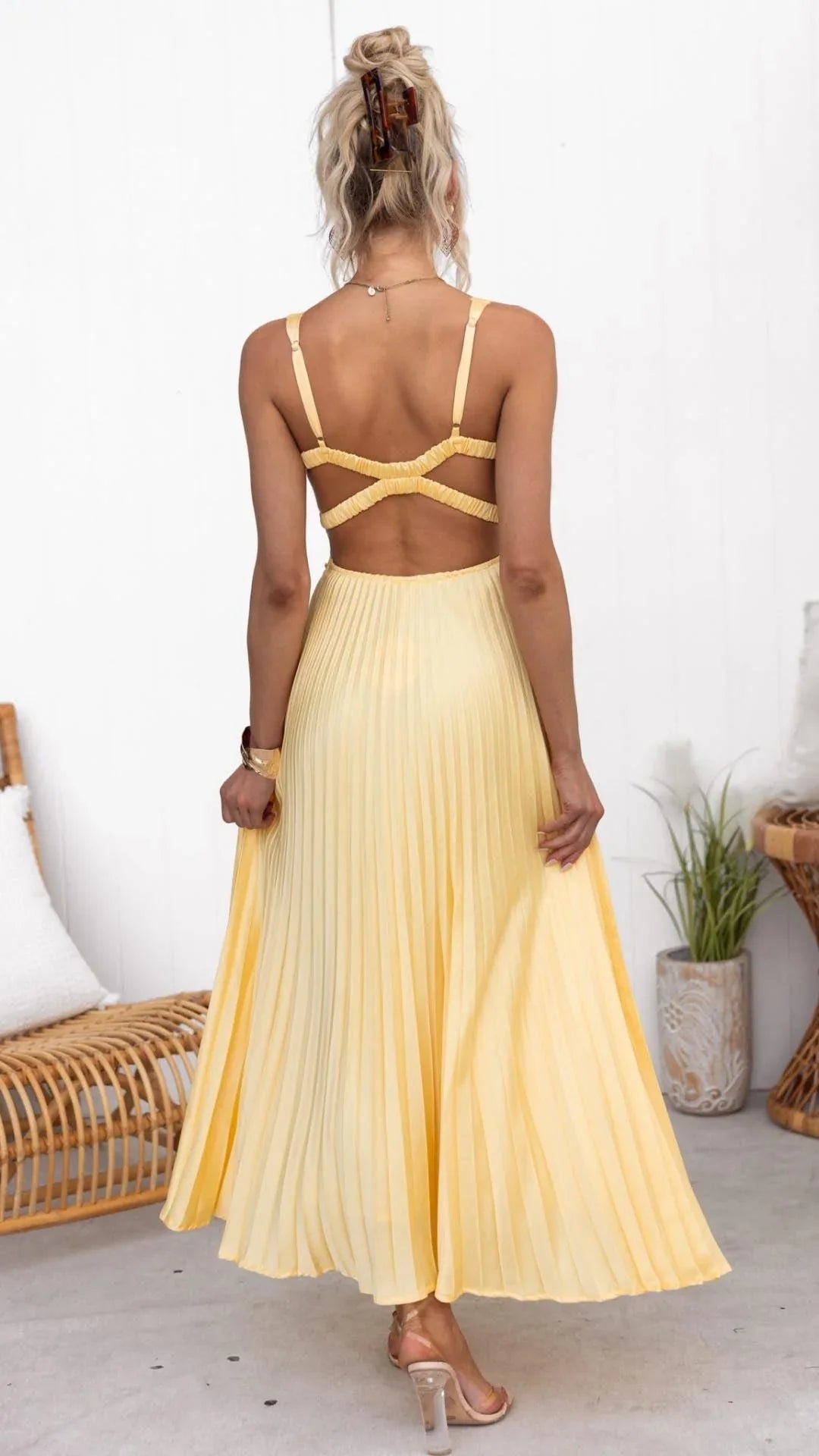 Vrouwen Maxi-jurk Geplooid met V-hals 4