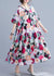 Vrouwen Maxi Jurk Bohemian Bloemenprint met Halve Mouwen 1