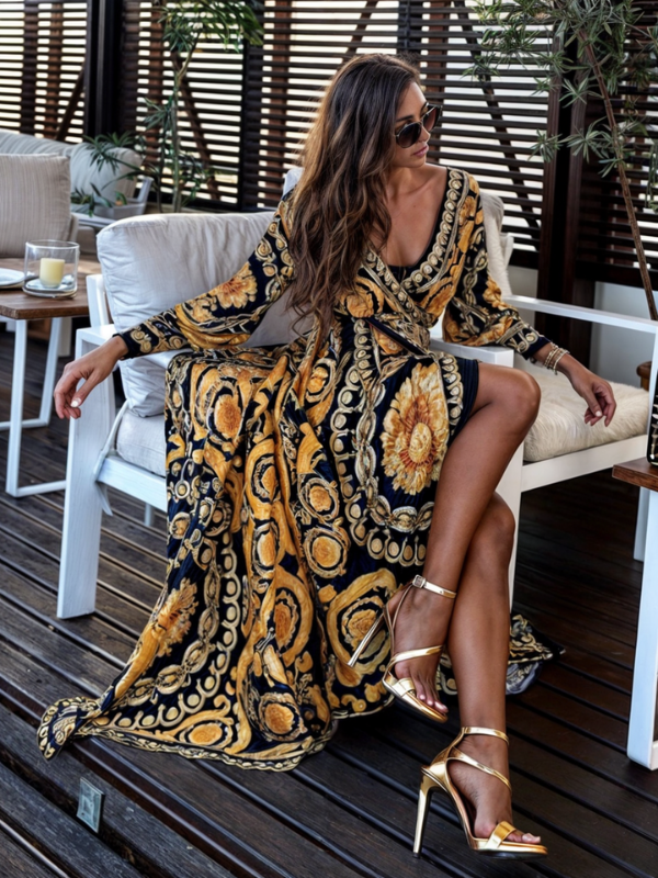 Vrouwen Maxi Jurk Bohemian Stijl Met Hoge Splits 2