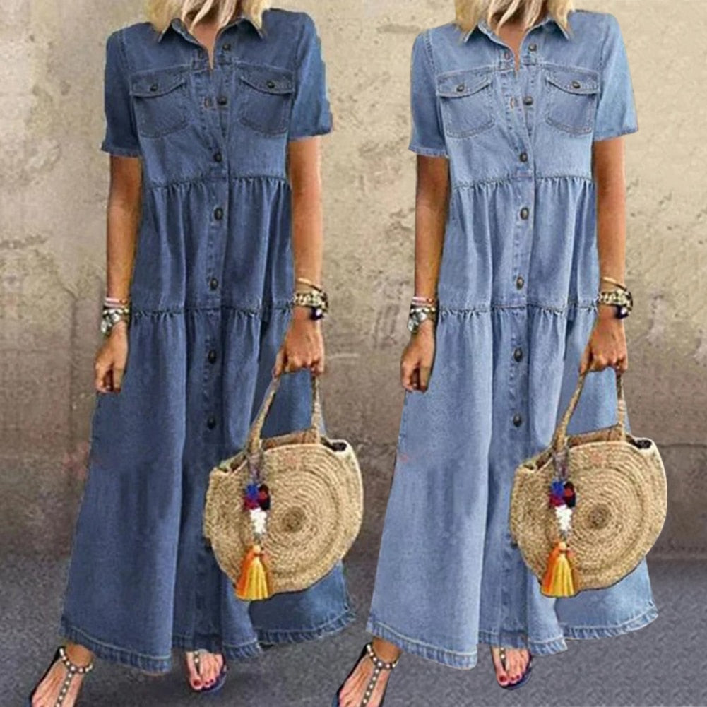 Vrouwen Maxi Jurk Casual Stijl Ademend Materiaal 1