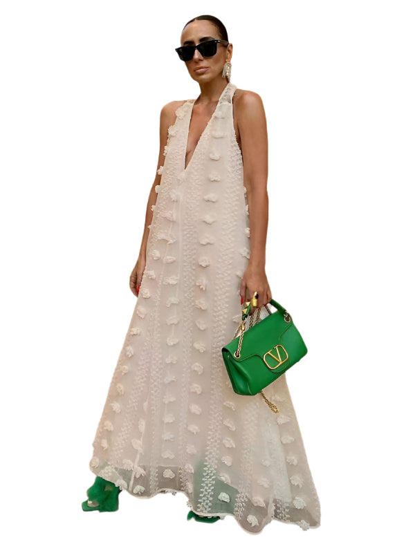 Vrouwen Maxi Jurk Halter Bloemenprint 0