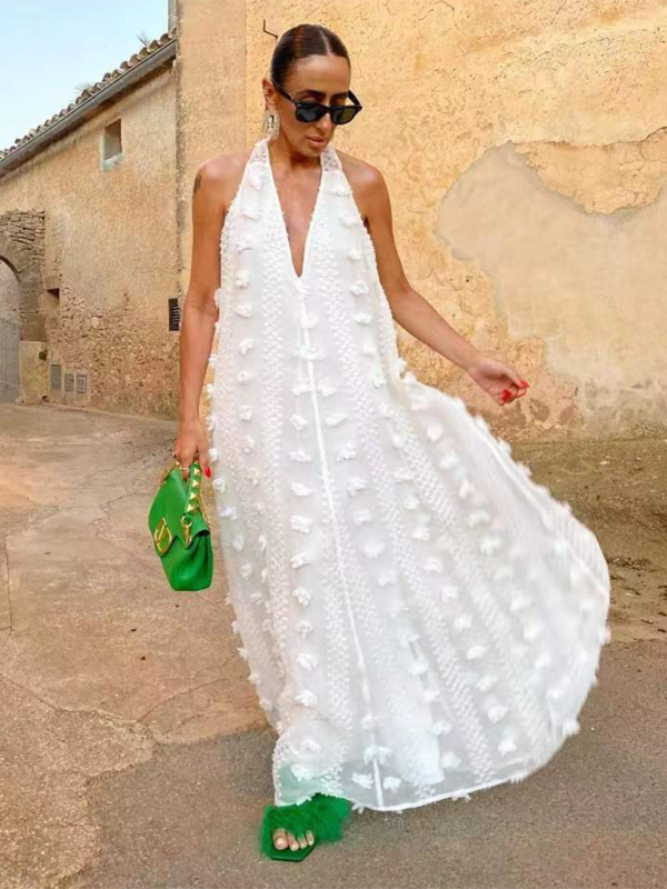 Vrouwen Maxi Jurk Halter Bloemenprint 4