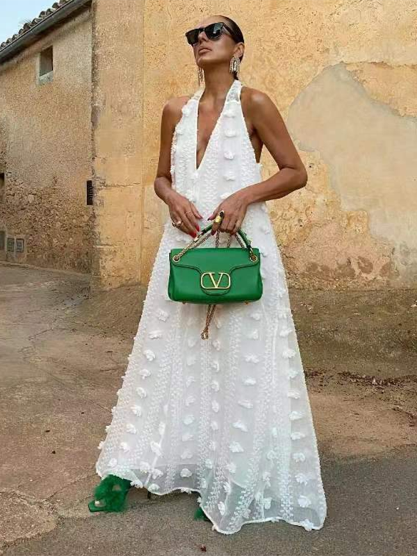 Vrouwen Maxi Jurk Halter Bloemenprint 5