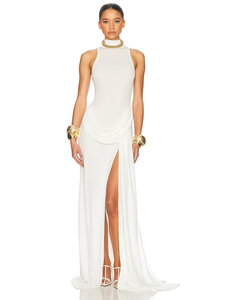 Vrouwen Maxi Jurk Off-shoulder Geplooid 4